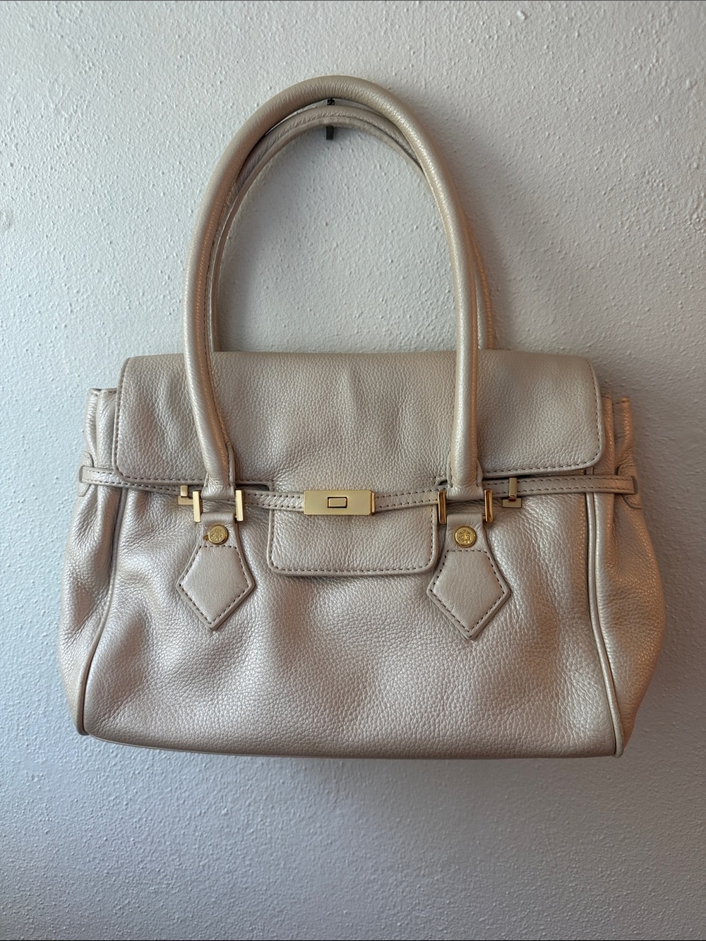Brooks Brothers Metallic Champagne Leather Satchel